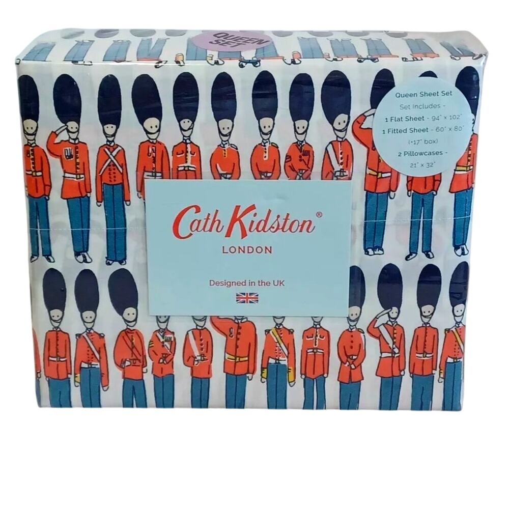 Cath Kidston London Guards Soldiers Christmas Nutcracker QUEEN Sheet Set 4 pc